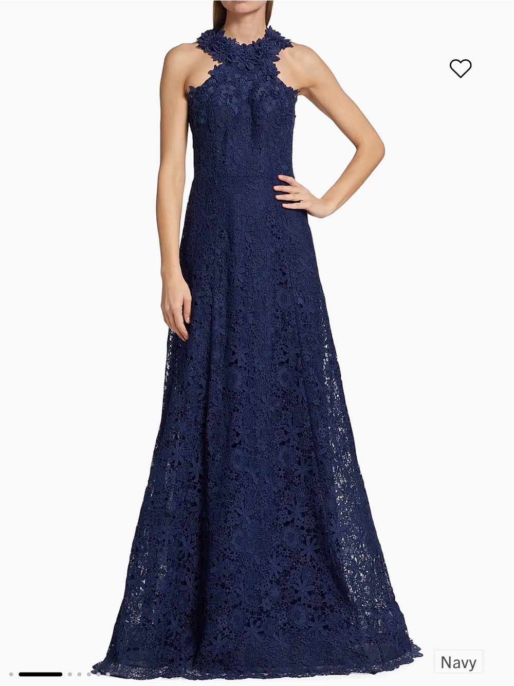 Teri Jon by Rickie Freeman Navy Lace Halter Evening Gown Size 2 NWT